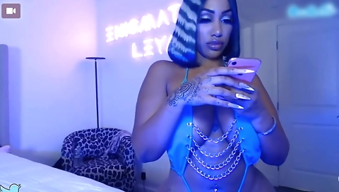 Horny brunette in sexy lingerie is showing off her body