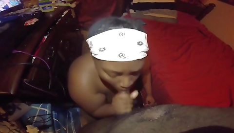 Ebony black woman with a thick cock fucks a hairy pussy