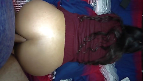 Ebony girl with small tits plays with her friend's dick