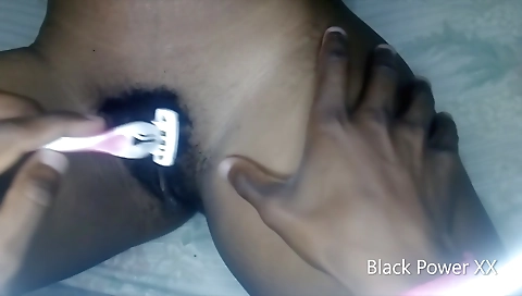 Ebony pussy fucked as she gives blowjob after a hairy pussy