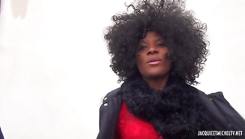 Ebony woman has a hardcore threesome with her lover