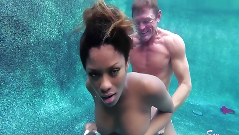 Amateur big boobs and a big black cock in an interracial vid