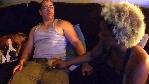 Blonde amateur blonde milf deepthroating from a white dick