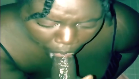 Big ass ebony milf with a deep throat sucking a hard bbw