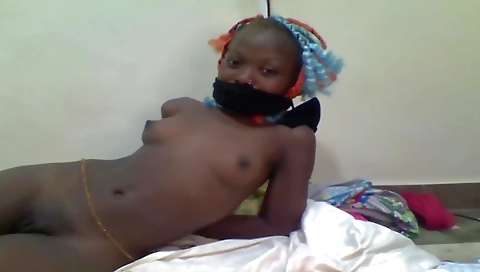 Ebony girl is gagging on a cock and getting a massage