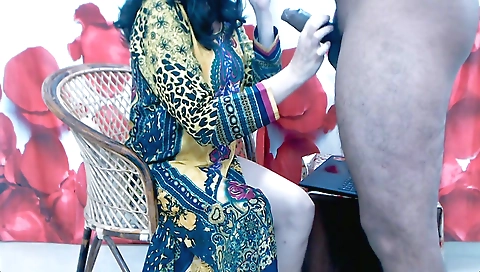 Hot brunette ebony getting a hard handjob on webcam