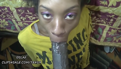 Ebony and black beauty with a big cock getting cum shot