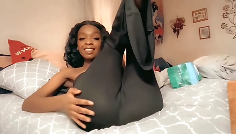 Ebony teen with a hairy pussy in a solo video video