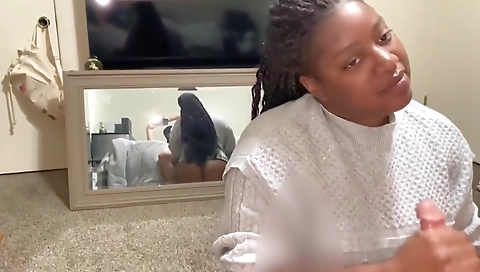 Black bitch rides white cock in homemade porn video