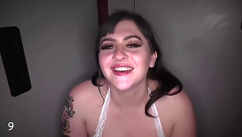 Busty brunette with a tattooed pussy and a big black cock