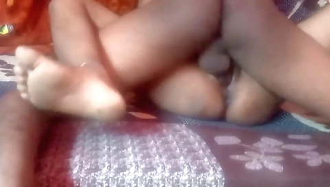 Ebony whore in a red dress gets anal pounded by her husband