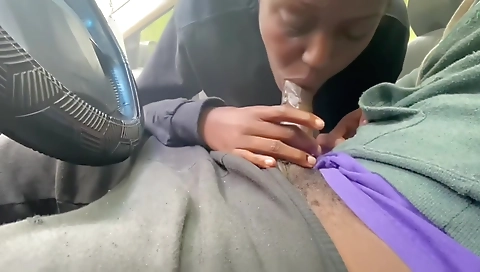 Mature ebony milf is deepthroat and fucked outdoors