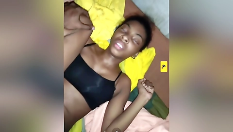 Ebony teen is getting a dick in her mouth and vagina