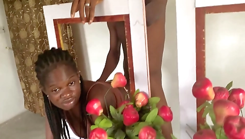 Ebony chick with a big hole and a big mouth loves sex