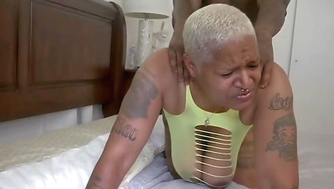 Blonde milf fucked by a muscular man and a black guy