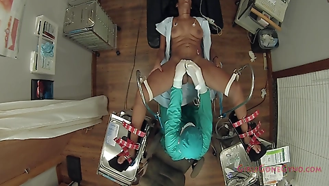 Ebony babe with a big ass and a big booty gets her pussy examined