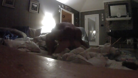 Muscular dude fucks a blonde chick in her black leather stockings