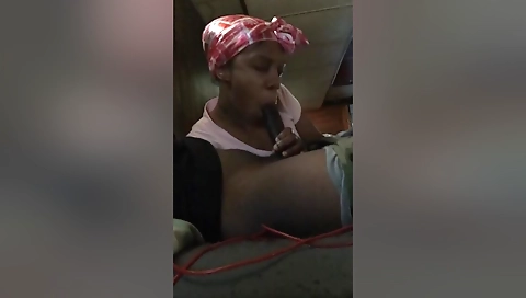 Ebony babe gets her big cock boned by her boyfriend