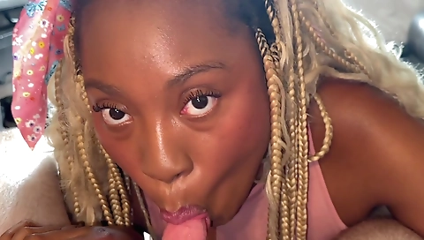 Ebony girl is getting fucked in the black lingerie in a POV