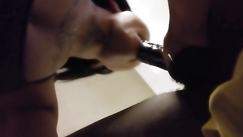 Ebony teen with a tattoo fucked and handjob by a dude