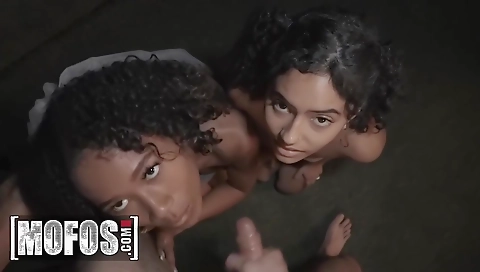 Busty brunette enjoys a threesome with her friends